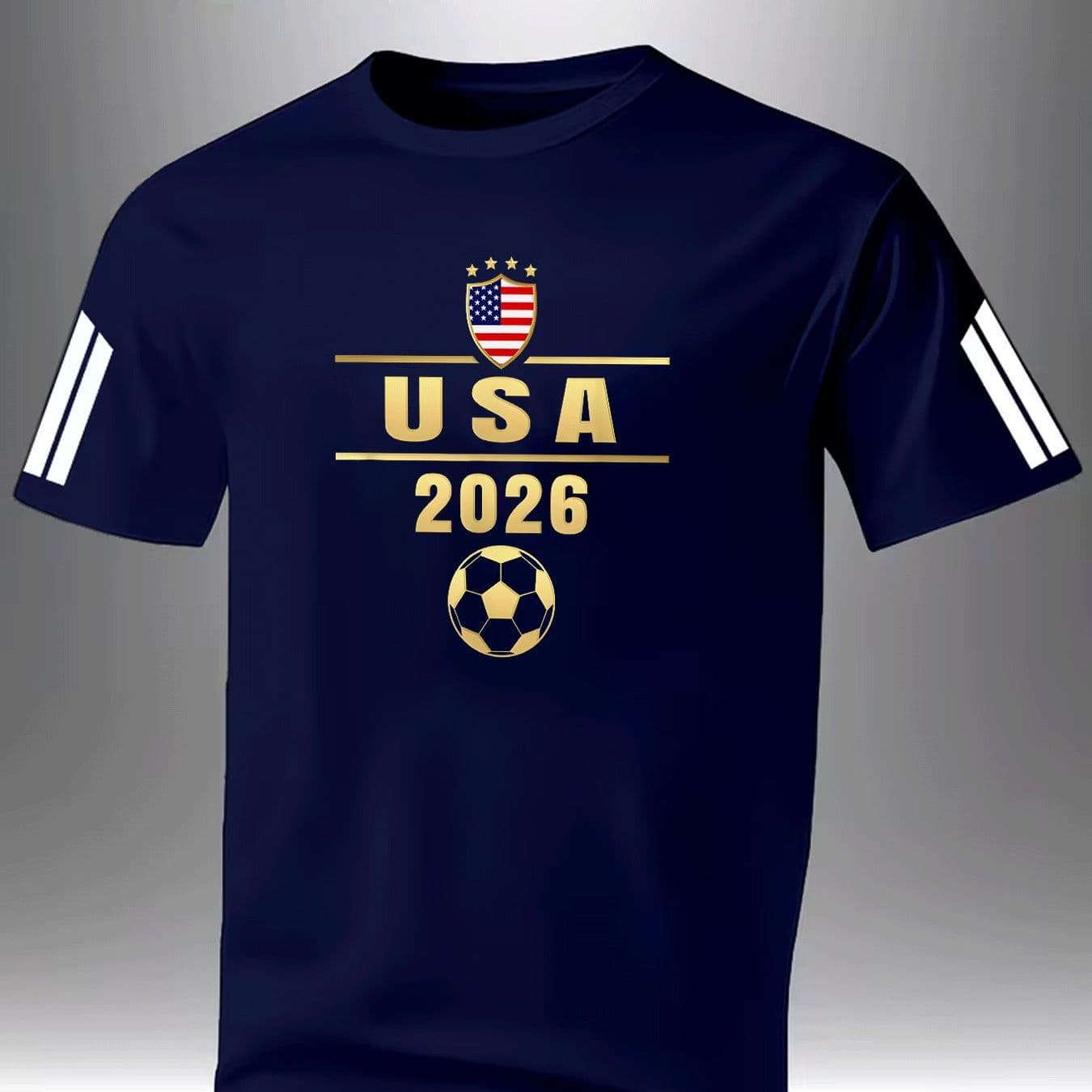 TEMU Men's T - Shirt Casual Trendy Sports Shield Soccer Ball Striped Sleeves Pattern Men's Fashion For Adults Men Casual Wear Sportswear