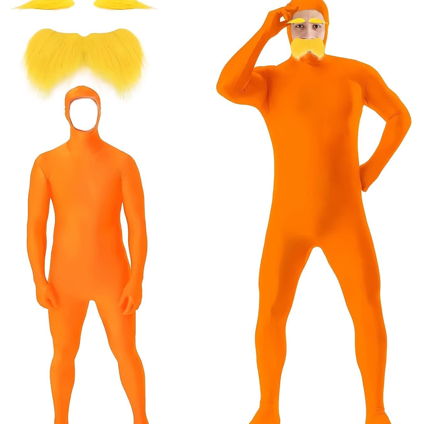 TEMU 4pcs Orange Jumpsuit Teenager Yellow Mustache And Eyebrows Jumpsuit For Teenager Halloween , For Teenager, For Teenager