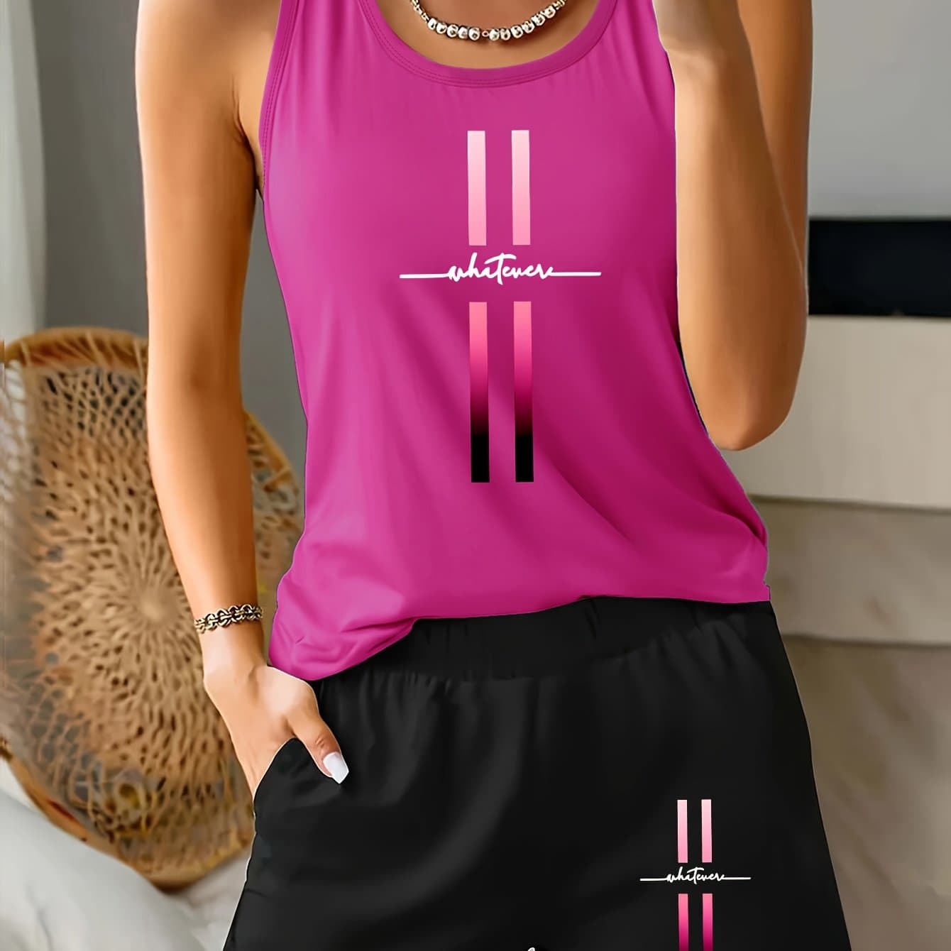 TEMU 2pcs Sleeveless Top And Shorts Set, Fashionable And Casual With A Simple And Elegant Design, New Summer Y2k Style Women's Sportswear, Elegant, Versatile, And Stylish Casual 2pcs Set