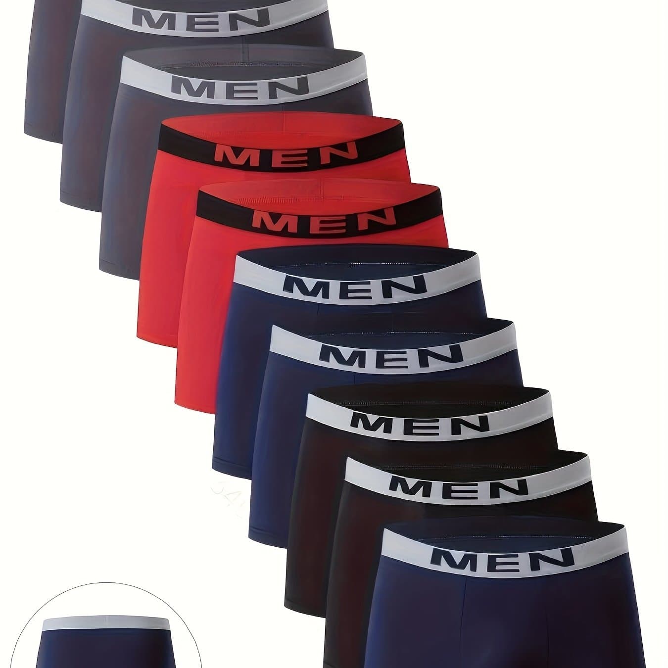 TEMU 10pcs/lot Men' Color Simple Boxer Briefs, Comfortable Men's Underwear For