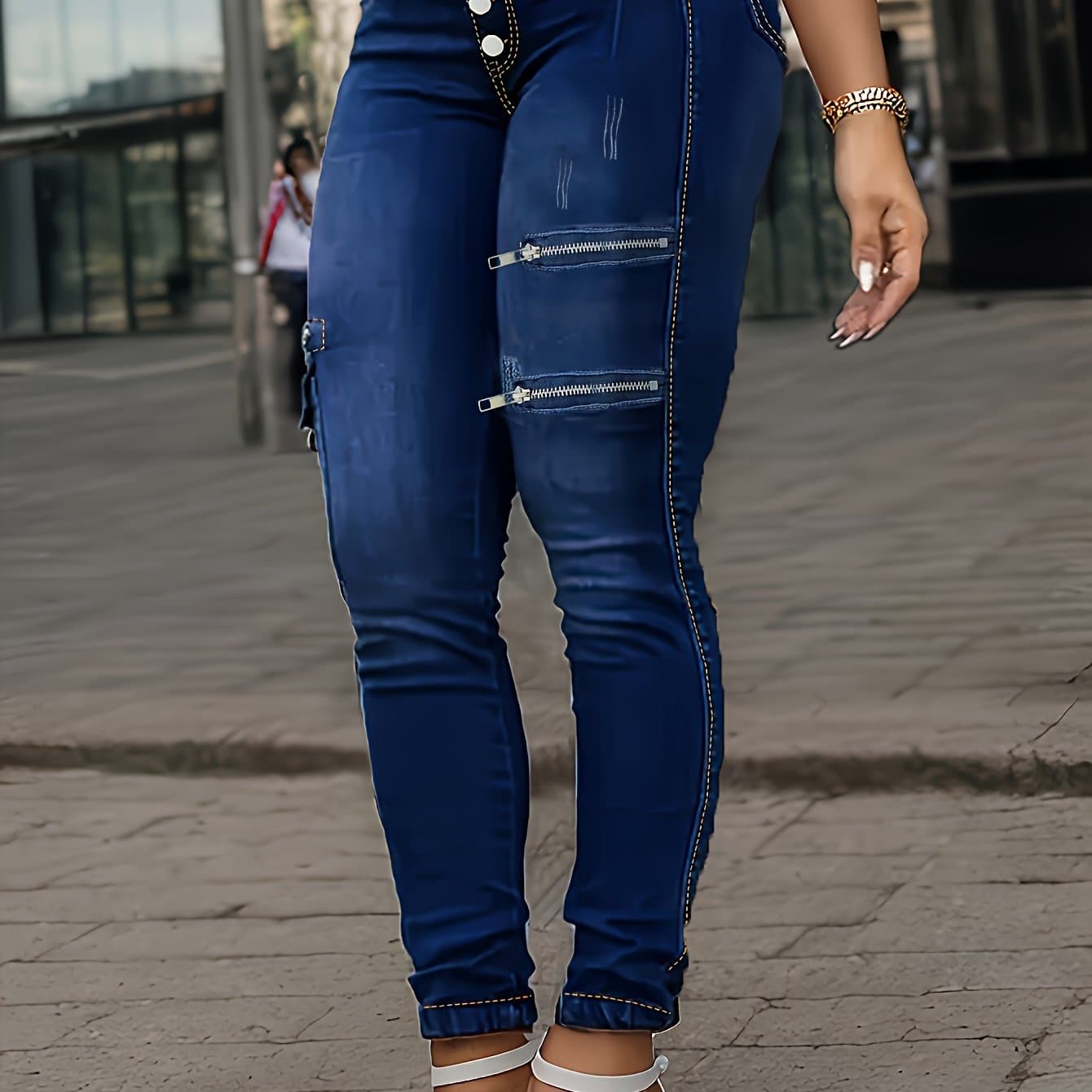 TEMU Craft Jeans With A Button, Zipper, And Pocket