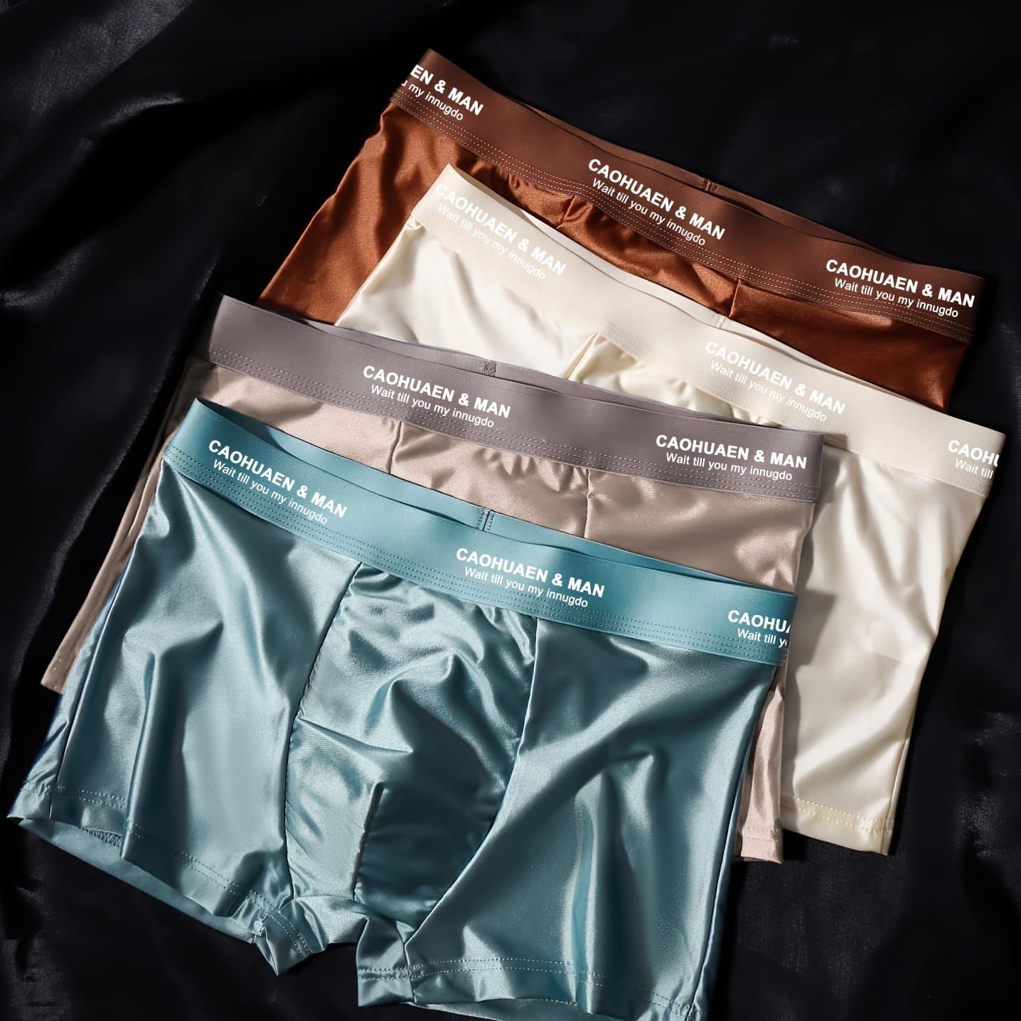 TEMU 4pcs Men' Color Casual High-end Short Boxer Briefs, Thin And Breathable Quick-dry