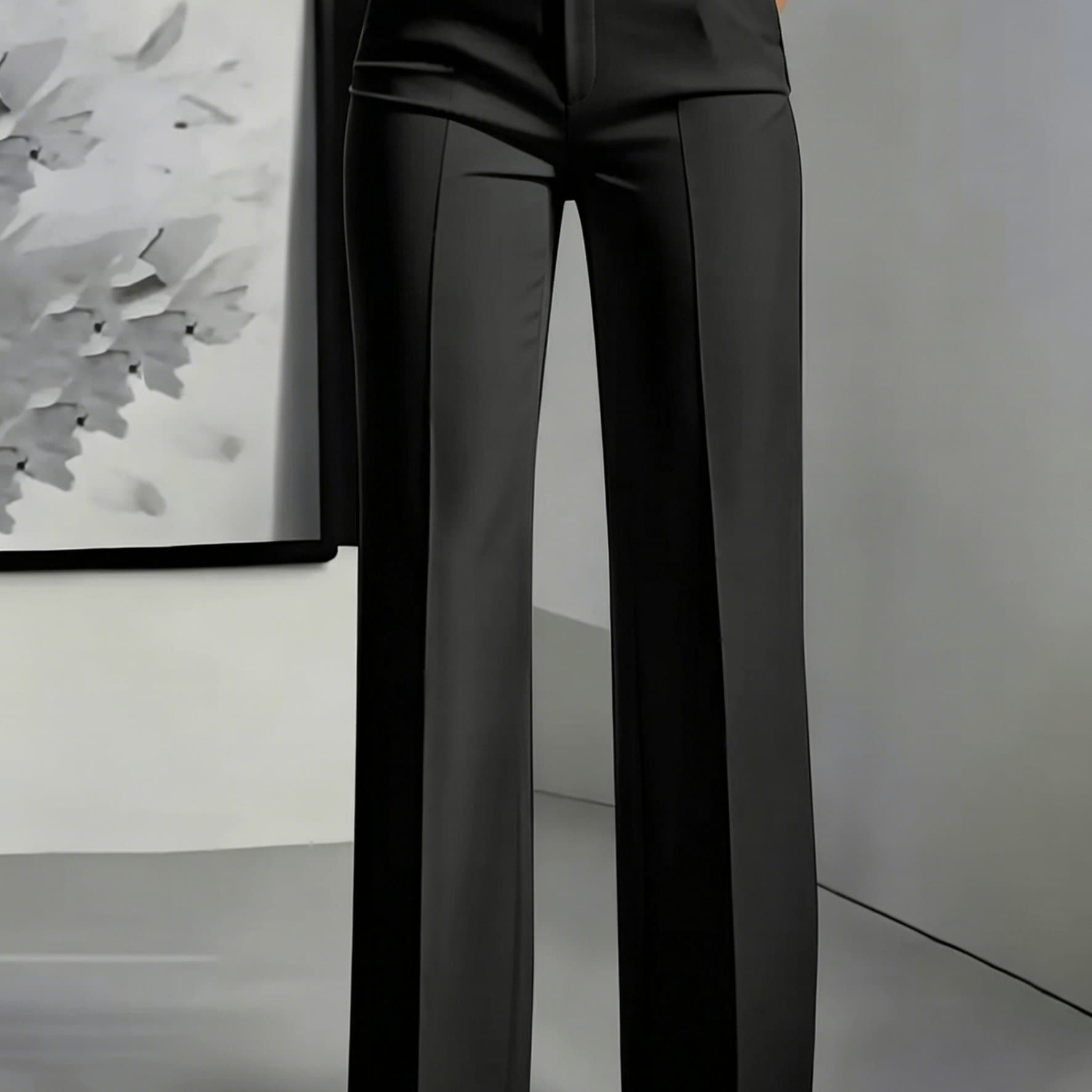 TEMU Zd1008024 Spirit Directional Solid Black Suit Trousers For Daily Work And