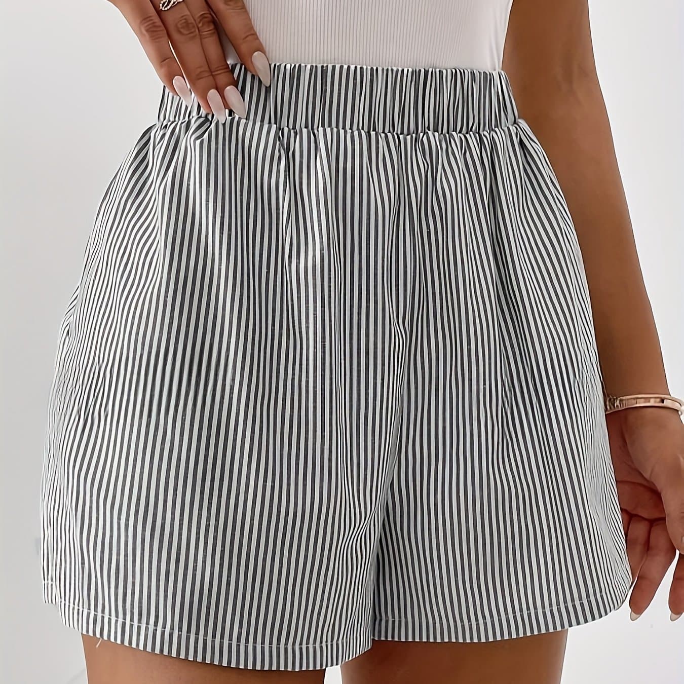 TEMU Summer Casual Comfortable Versatile Loose Striped Shorts