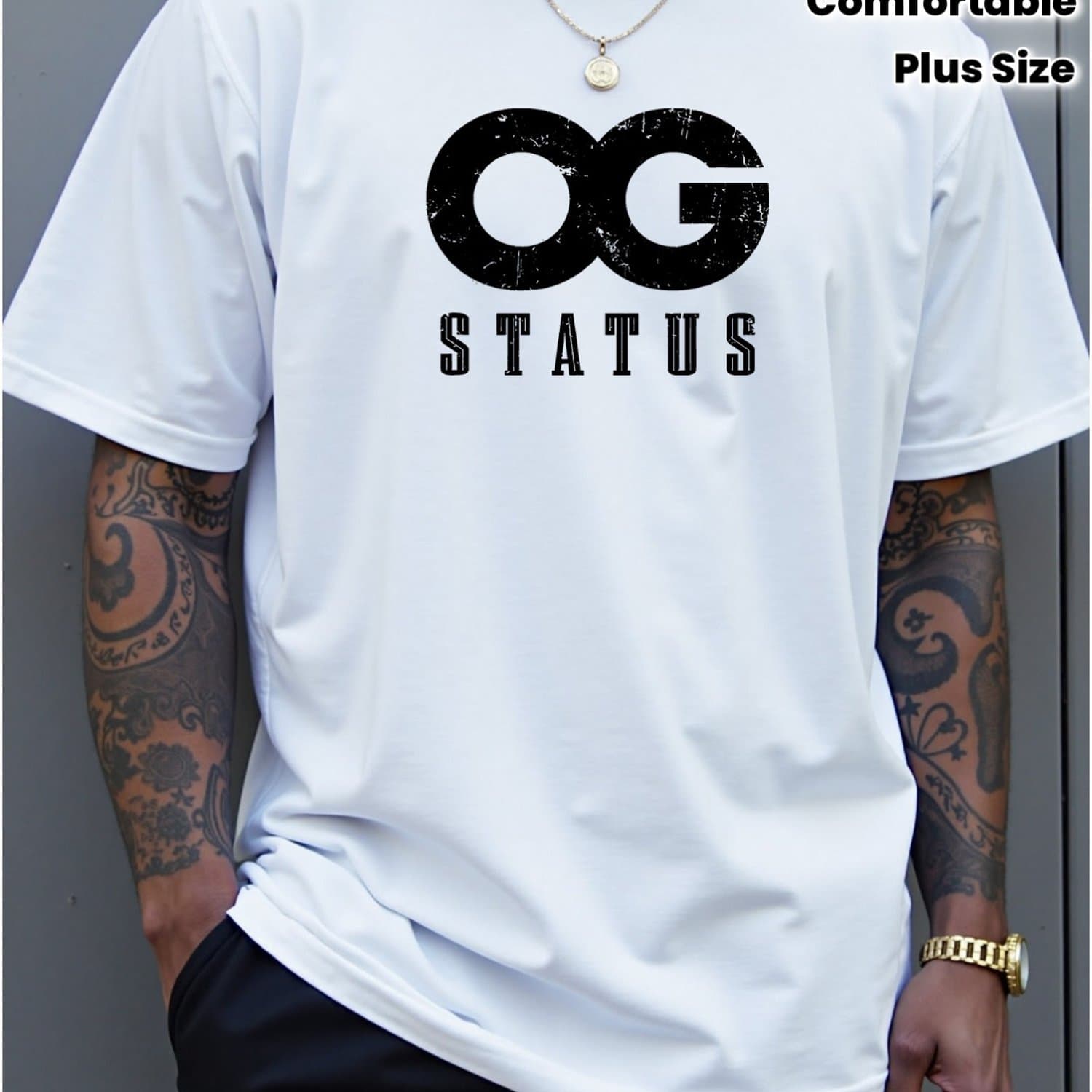 TEMU Women's 'og ' Graphic T-shirt- Casual Orange Crew Neck, White Letters, Short Sleeve, Summer Fashion, Casual Wear| Letter Shirt| , Large Size