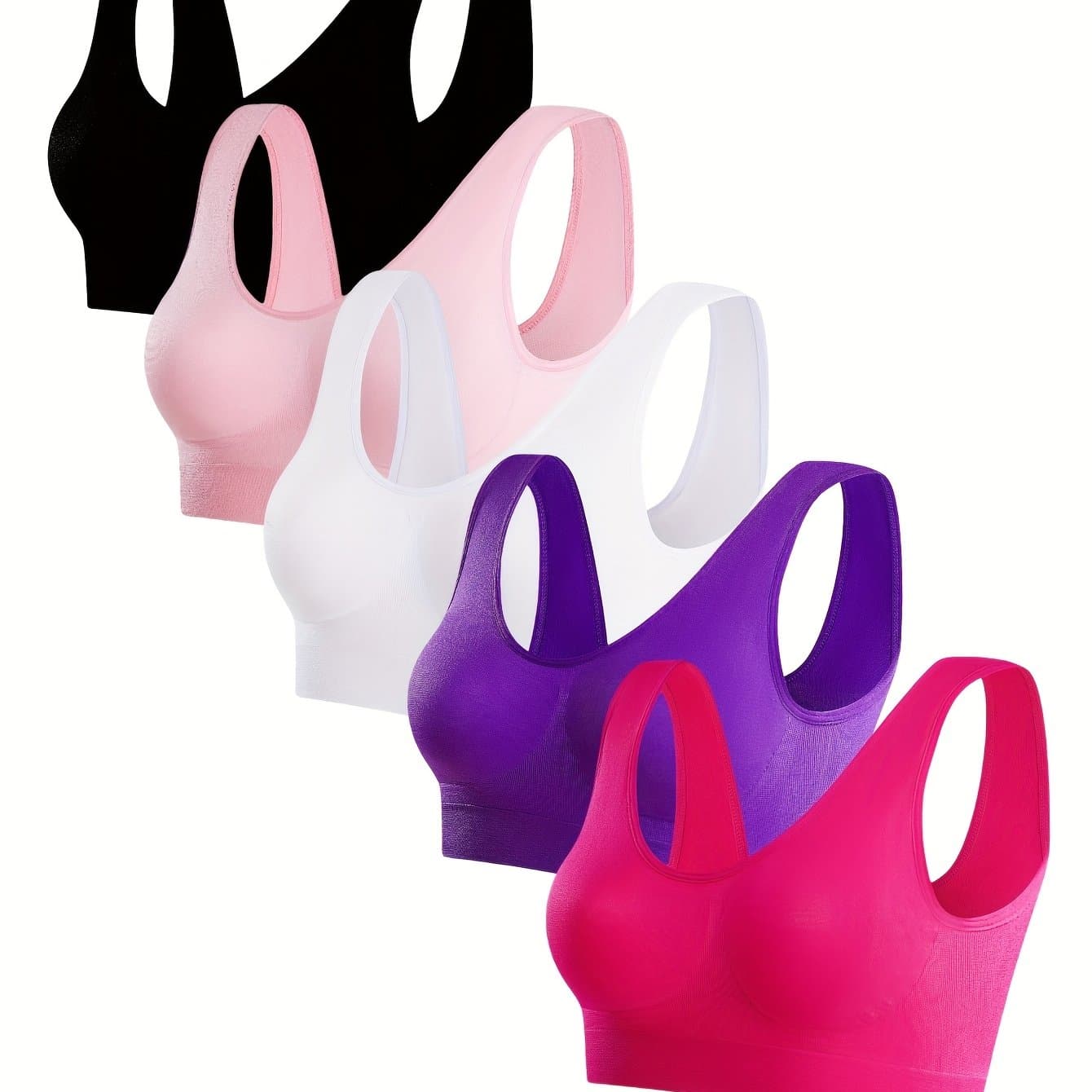 TEMU 5 Sports Bras, Comfortable And Breathable Bras, Women's Underwear And Suspenders