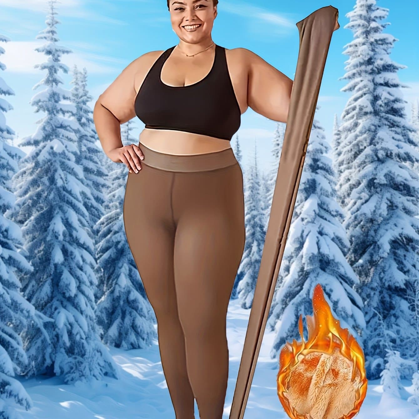 TEMU 1pc Fleece Lined Leggings, Women's Winter Warm Pantyhose, , Comfortable, Fashionable, High-waisted Design, With Short Skirts, Boots, Etc., The Gift!