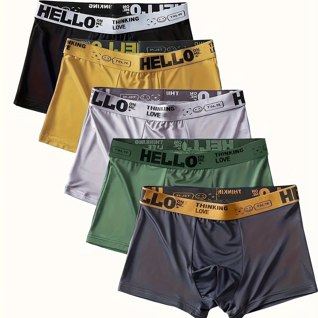 TEMU 5pcs Mens Breathable Solid Color Boxer Briefs - Ultra Comfy, Elastic, And Durable Underwear For Hiking & Outdoor Activities - Quick-drying, Semi-sheer, And Knit Fabric For
