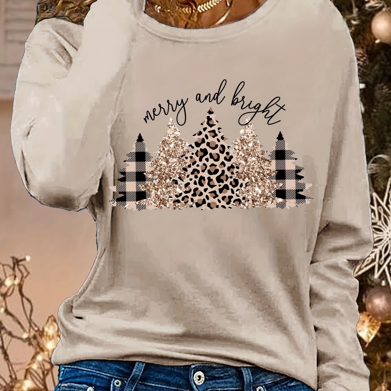 TEMU Graphic Print T-shirt, Long Sleeve Crew Neck Casual Top For Spring And Fall, Women's Clothing thumbnail 5