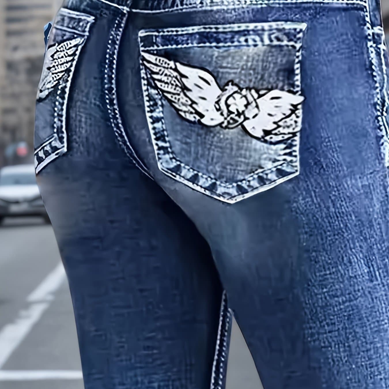 TEMU New Fashionable Statement High-waisted Jeans, High-stretch And Versatile Street Hipster Bootflared Jeans