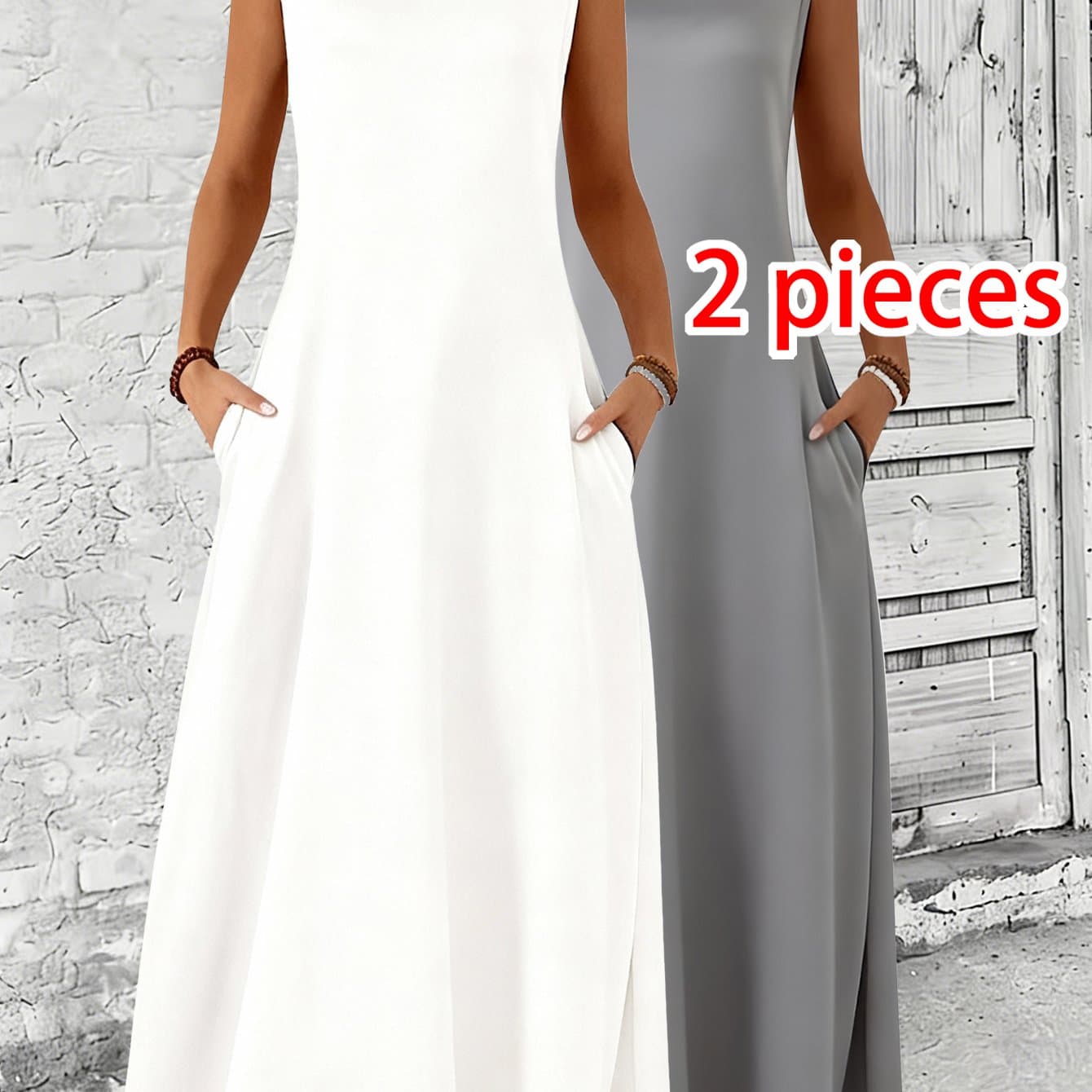 TEMU 2pcs Set, Solid-color Dresses, Elegant Dresses, Perfect For Sisters, Mothers And Daughters, Or To , Ideal For Holidays, Vacations, Spring And Summer Dresses
