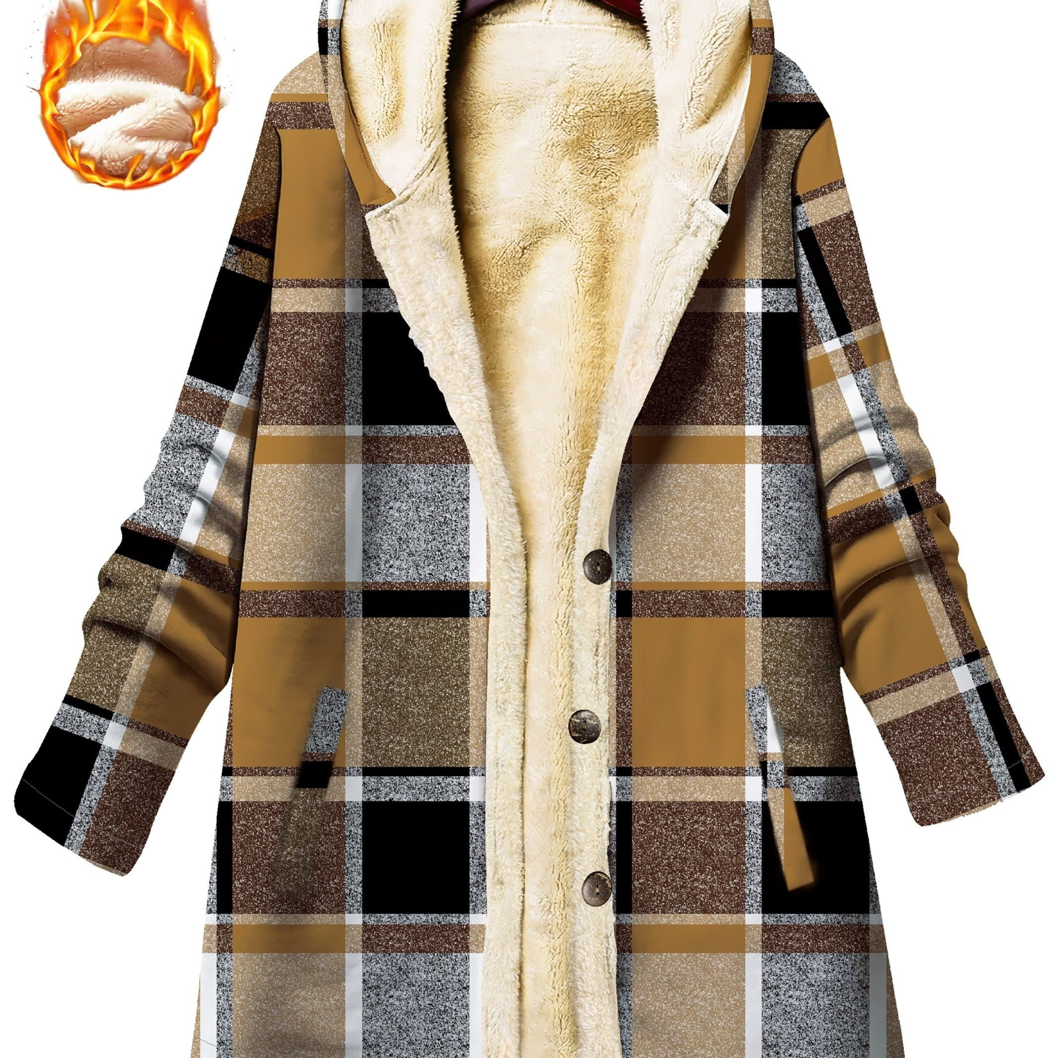 TEMU Women's Casual Warm Thickened Fleece-lined Jacket
