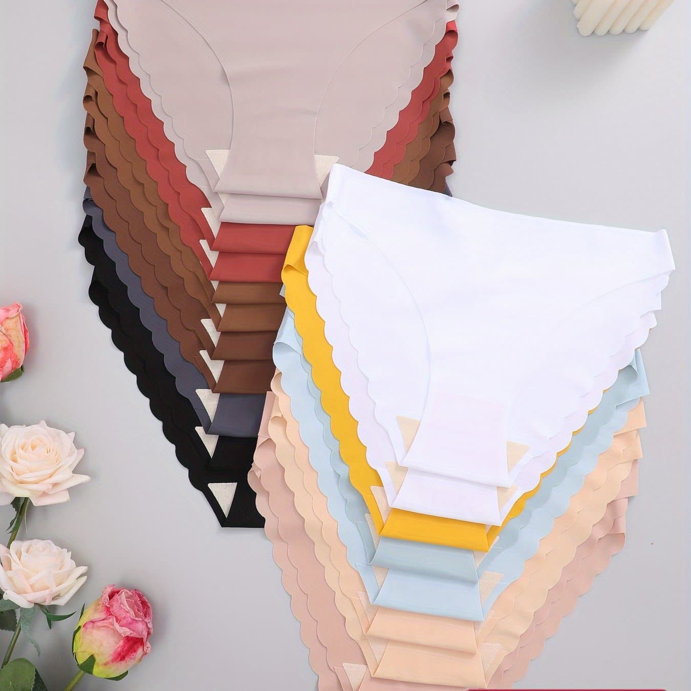 TEMU 20pcs Solid Color Brief Low Waist Women Seamless Panty Stretchy Intimates Underwear