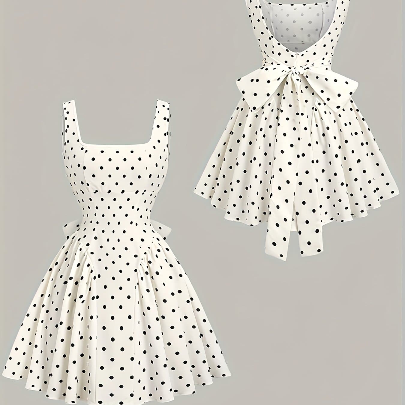TEMU Spring/summer New Polka Dot Backless Dress