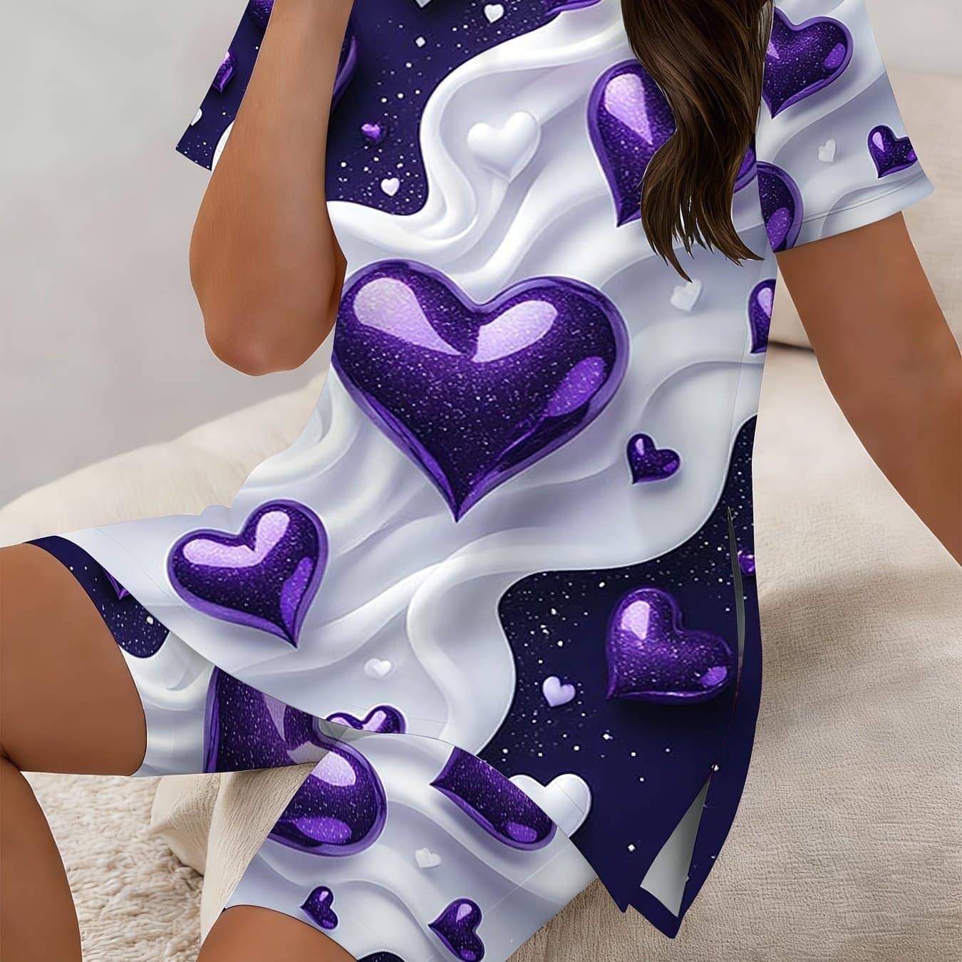 TEMU 2pcs 0xl-9xl Plus Size On White And Navy Background With Sparkle Effect Womens Clothes Clothes Sports Summer Outdoor