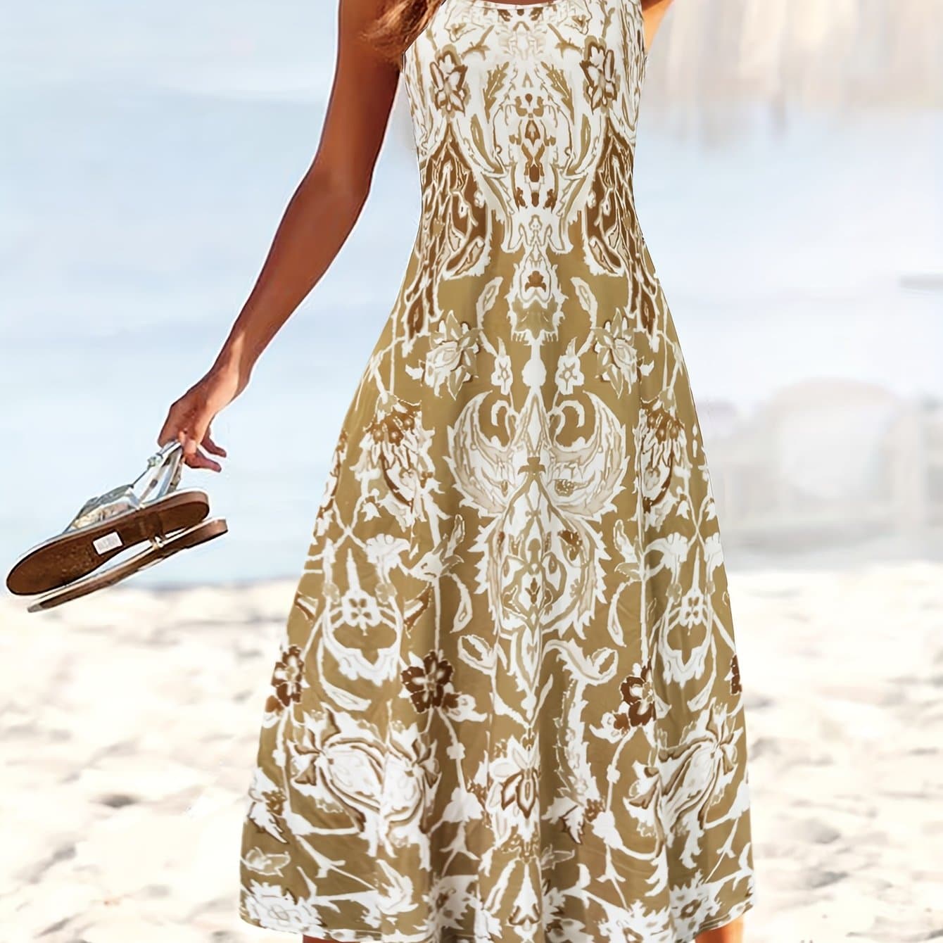 TEMU Summer Resort Style Flower Print Women's Dress [orientation]
