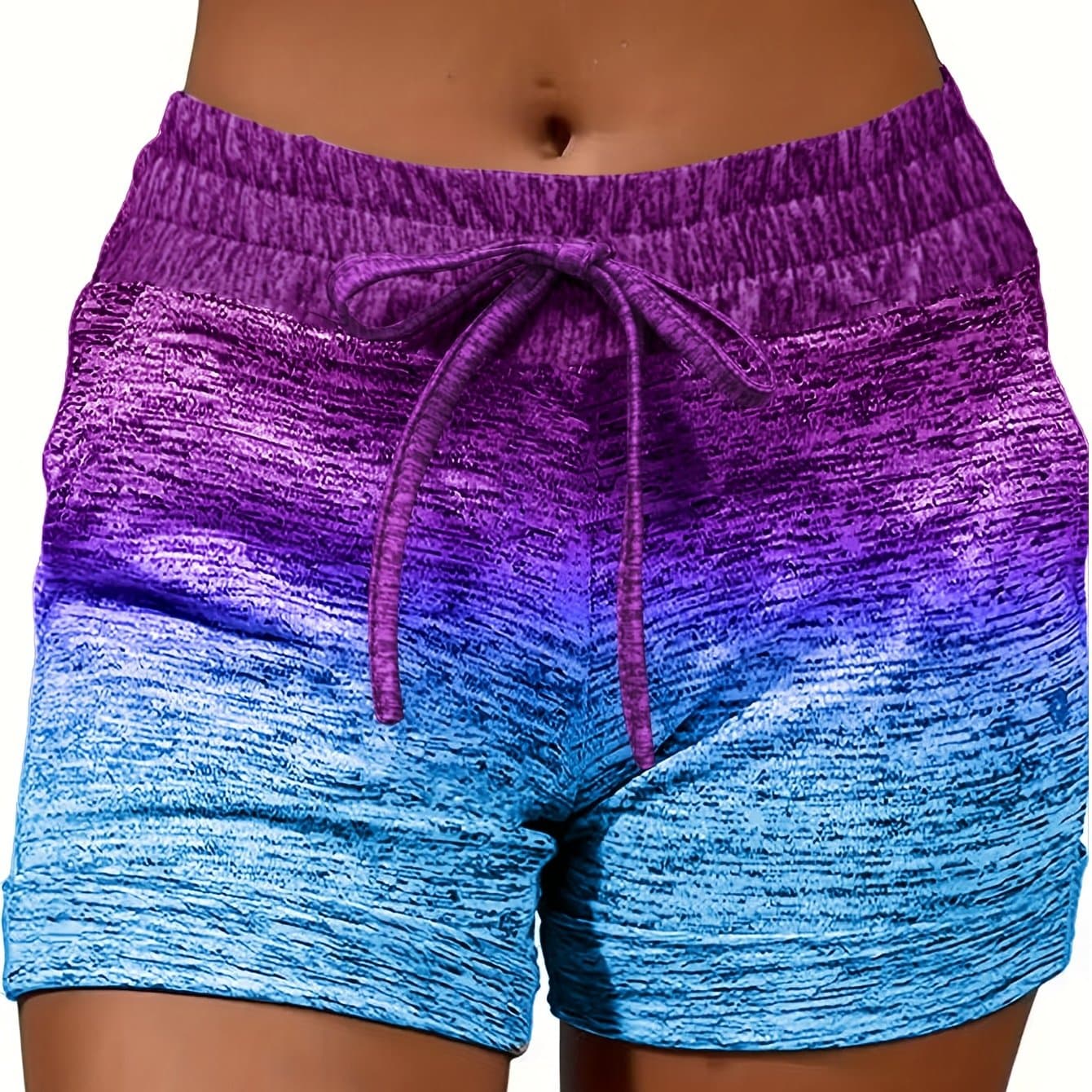 TEMU Women's Casual Shorts With "love & " Letter Print - Elastic Waistband, Medium Stretch, Machine Washable, For Workouts & Casual Attire, Clothing, Stylish, Breathable Material,