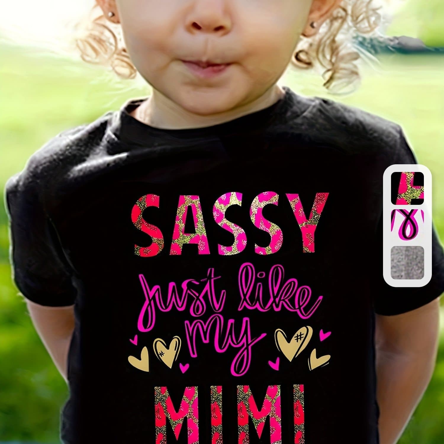 TEMU Girls "sassy Just Mimi" Print 100% Cotton T-shirt - Oversized Casual Summer Tee With Lettering, Loose Fit Round Neck Top Suitable For Girls