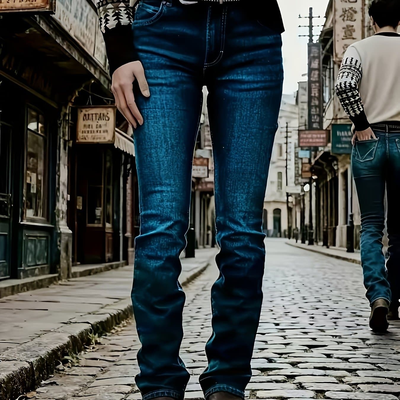 TEMU 1pc Women's Vintage Straight-leg Jeans - Stretch Washed Denim Slim- Wash Distressed Look, Functional Pockets & | Retro Casual Everyday Jeans For Women | Versatile For Jeans & Non-jeans Outfits