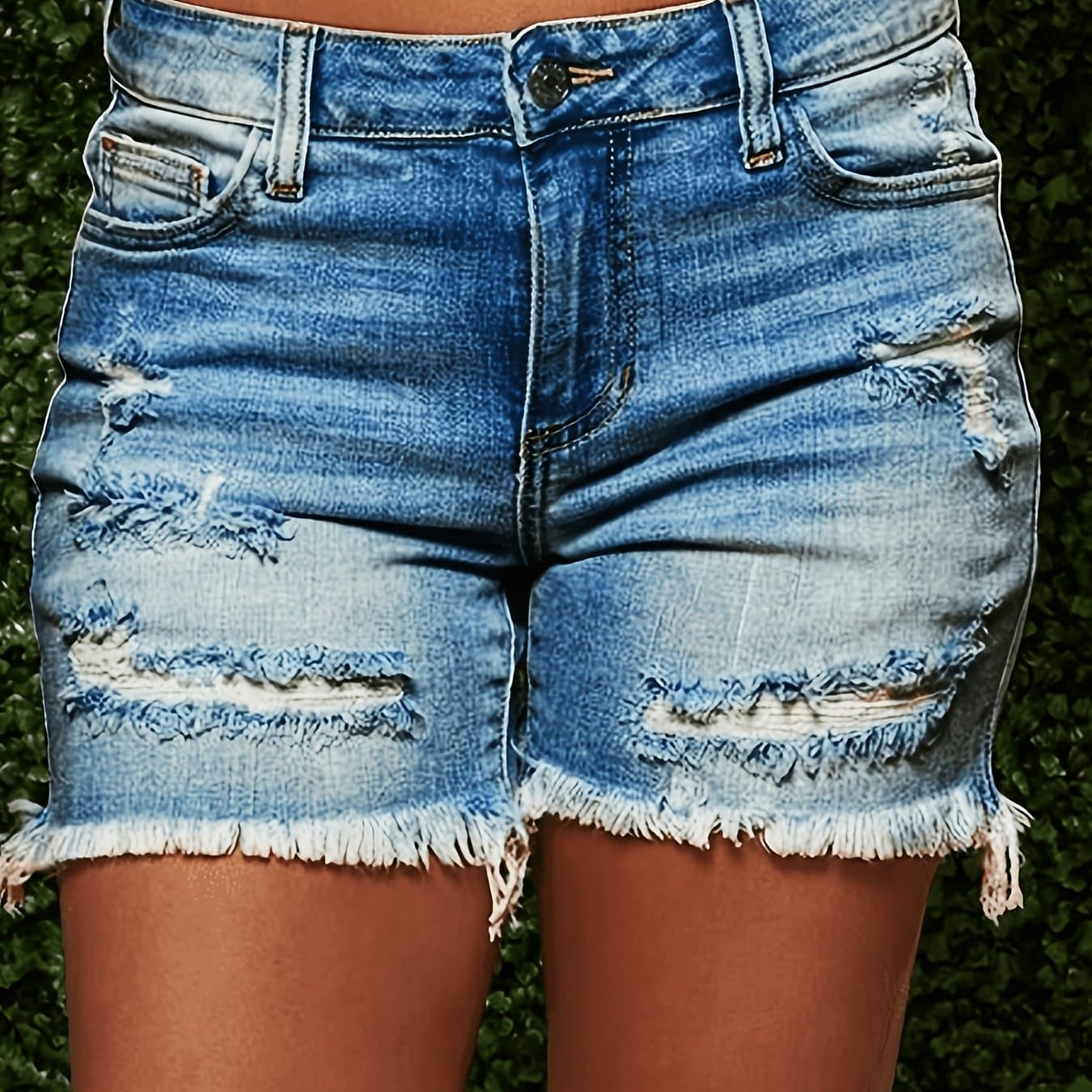 TEMU Women's High Waist Denim Shorts, Vintage Washed, Loose Fit, Casual Retro Style, Summer Fashion
