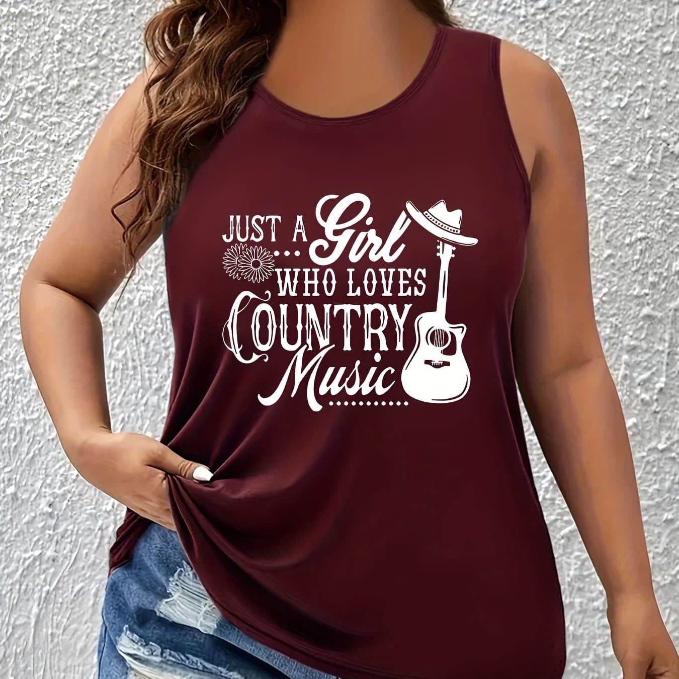 TEMU Plus Size, Plus Size Vest Guitar Music Letter Print