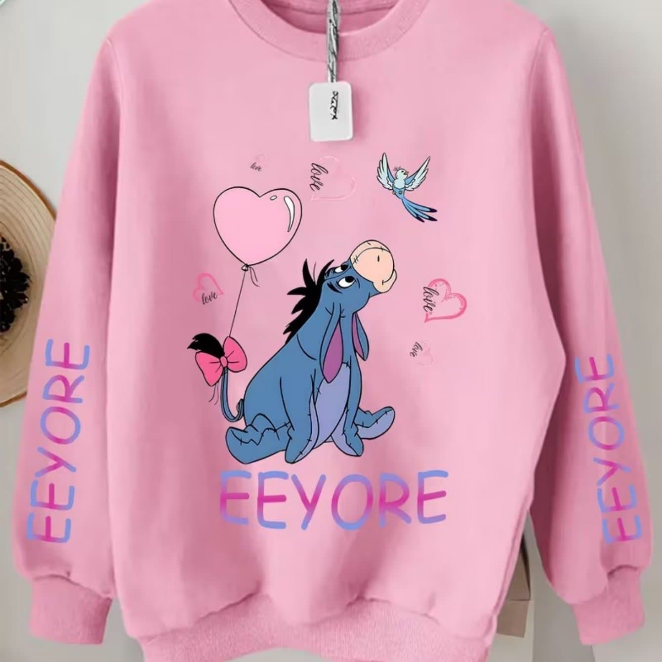TEMU Winnie The Pooh Co-branded Ladies' T-neck Leisure Sweater In Large Size. Has It. Cartoon Love Letters Are Printed, Which Is Comfortable And Skin-friendly. Recommended To Give To As Gifts.