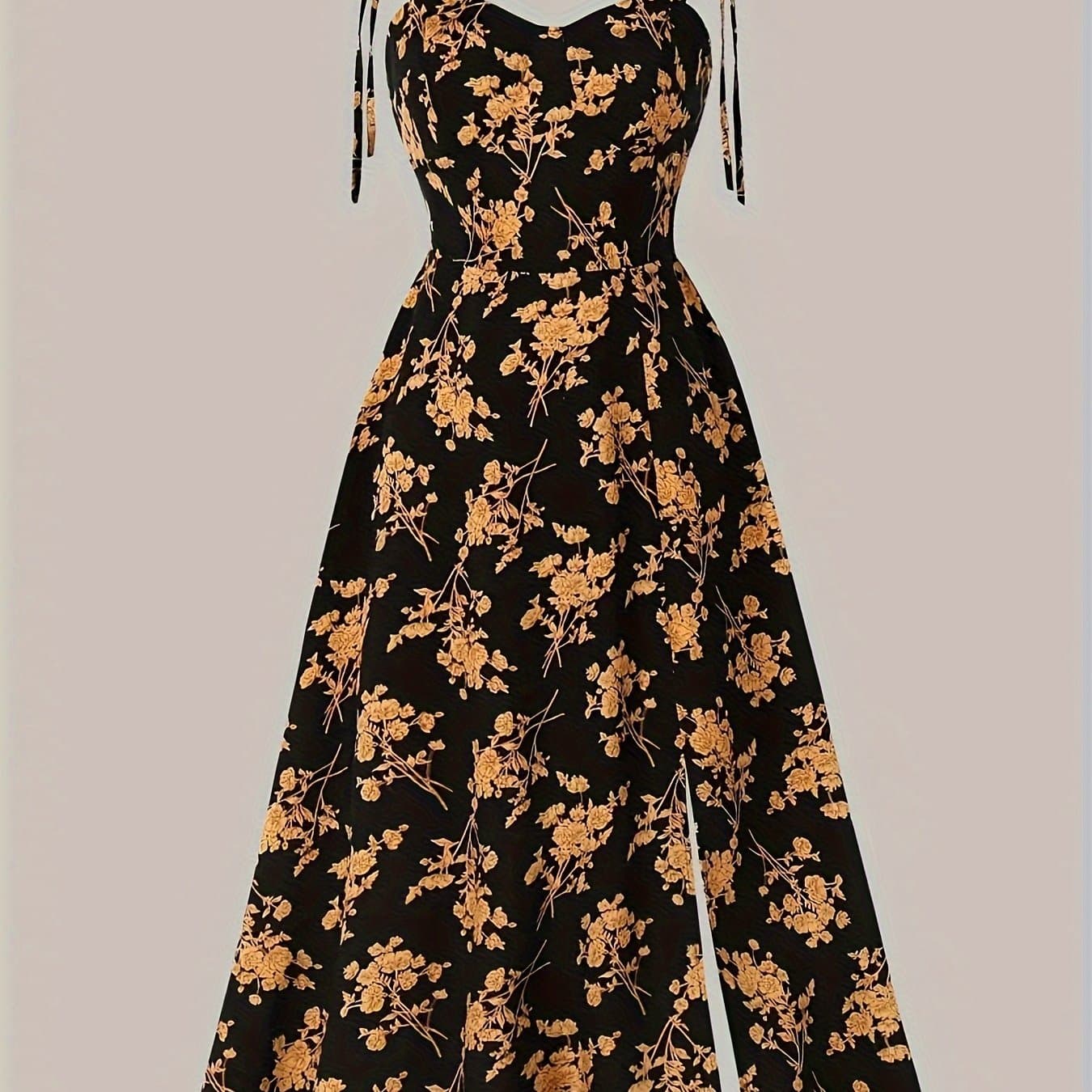 TEMU Women's Elegant Sweetheart Sleeveless Floral Print Sundress