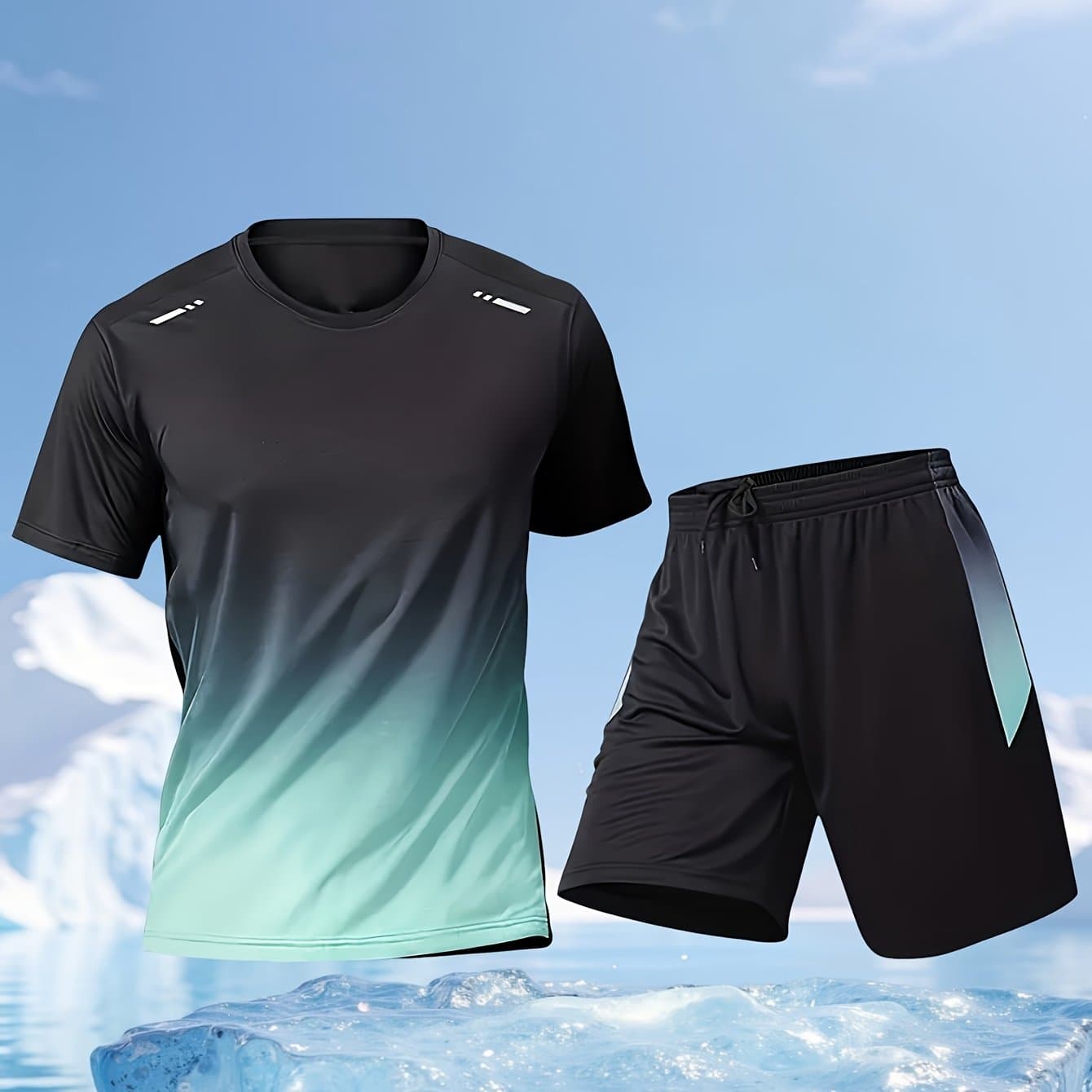 TEMU 2pcs Top + Shorts Sports Suit Men' Clothes Quick-dry Silky Short-sleeved Shorts T-shirt Badminton Basketball Football Running Set