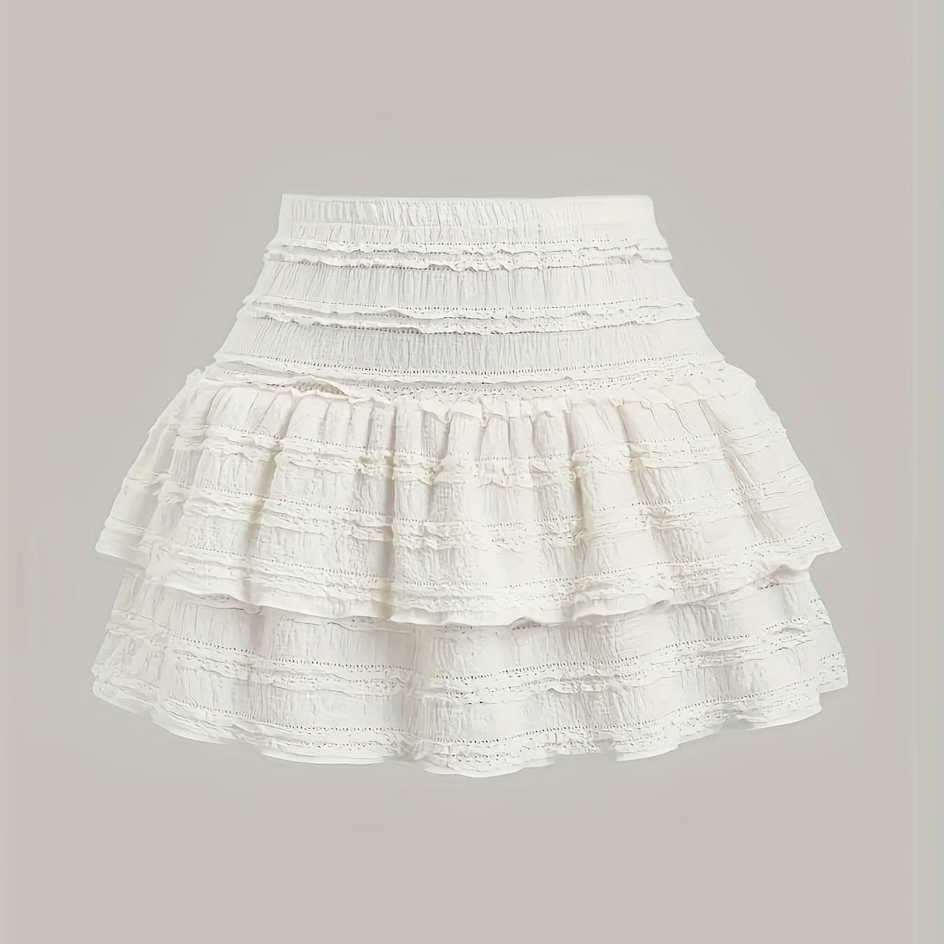 TEMU Bk012107 White Skirt Lace