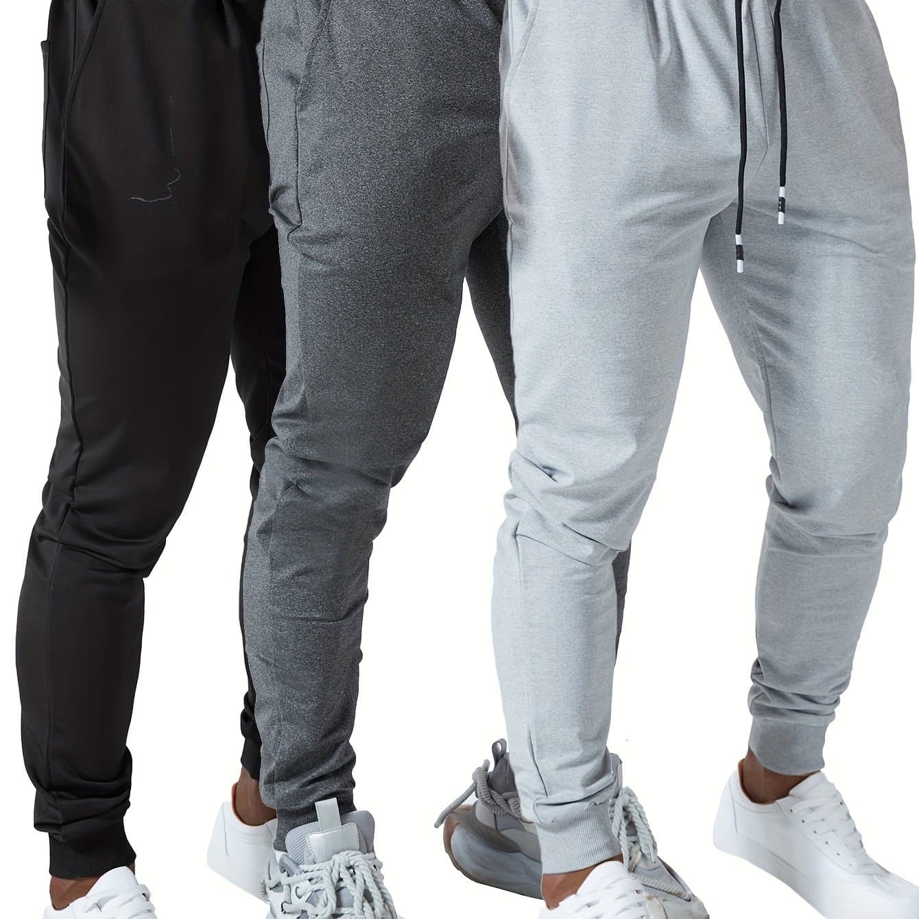 TEMU Set Of 3 Men's Athletic Joggers, Stylish Sweatpants For Sports