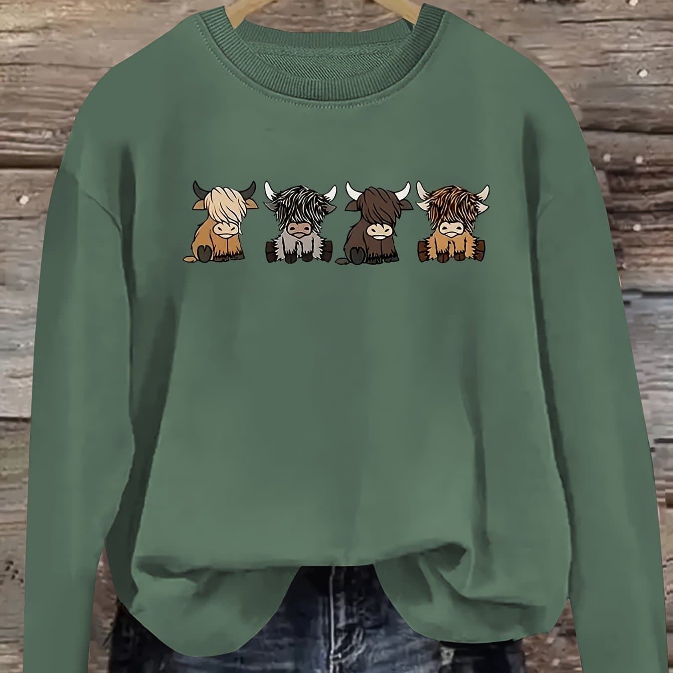 TEMU New Autumn/winter Printed Round Neck Sweatshirt Fashion Pullover Casual Versatile Long Sleeve Sweatshirt For Women