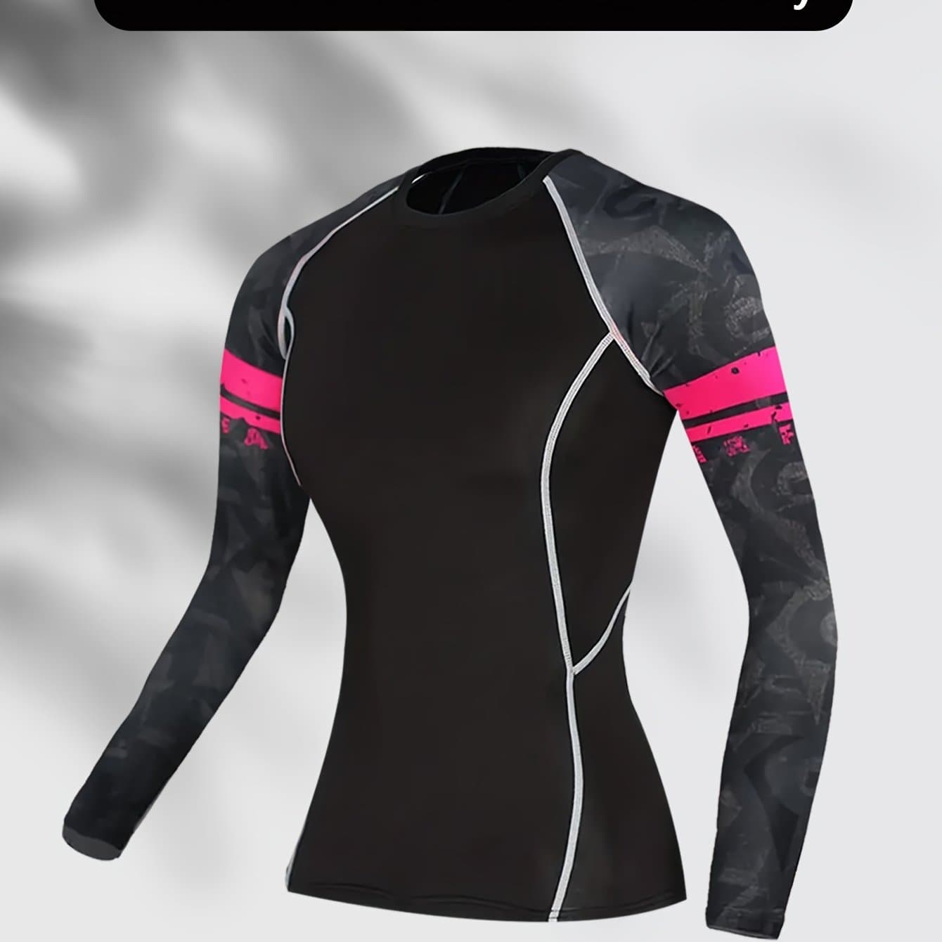 TEMU Women's Long Sleeve Quick- T-shirt - Skinny Fit High- Compression Top With Random Print (suitable For Running, Cycling, Gym) - Light Beige Workout Shirt - -friendly Athletic & Training Wear)