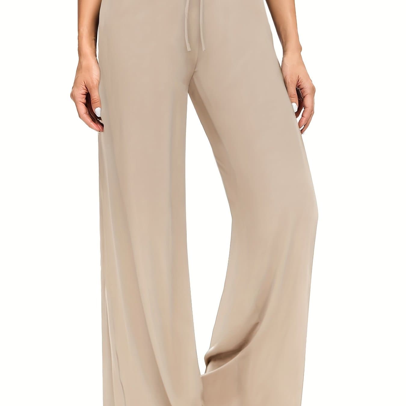 TEMU Soft Black Pajama Pants For Women, Wide Leg Comfy Casual Lounge Capri Pants 30''