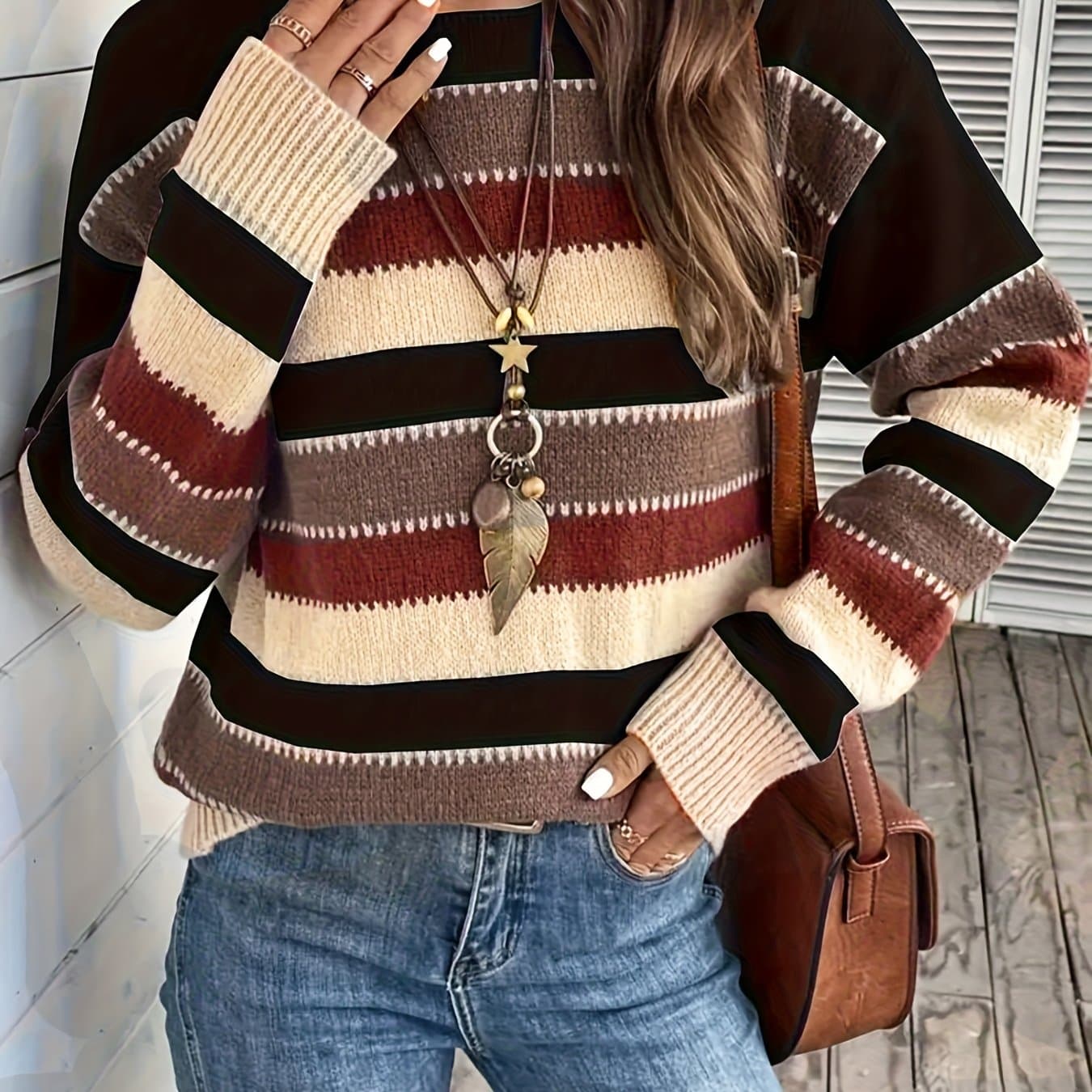 TEMU Women's Crewneck Pullover Sweater