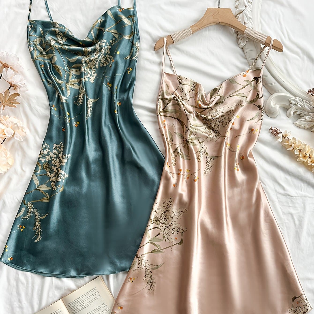 TEMU 2pcs Set Of Babydoll Printed Fashion Sexy Cami Dress For Women