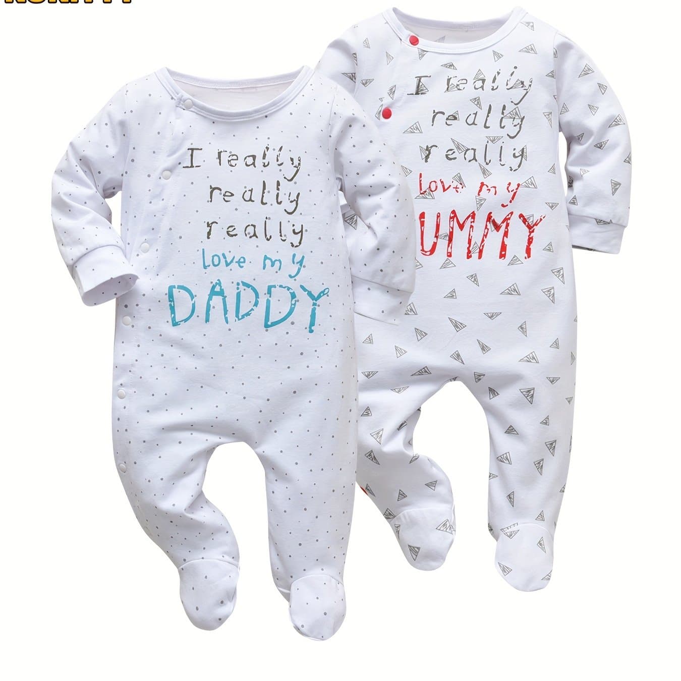 TEMU Kukitty Newborn Baby Boy Girl Clothes I Really Love My Daddy/ Long Sleeve Footies Romper Unisex-baby 2pcs Footed Jumpsuit, For Outdoor