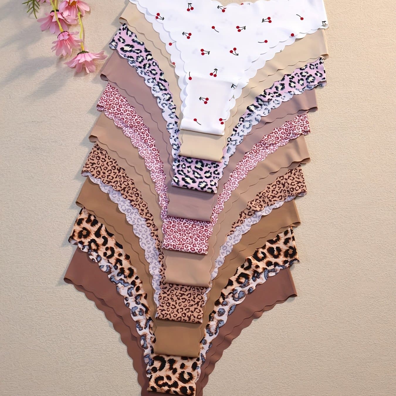 TEMU 10-pack - Leopard Scheme With Autumn And Winter Morandi Color Scheme Women's Underwear One-piece Seamless Nude Feel Women's Underwear Thin, Comfortable, Breathable
