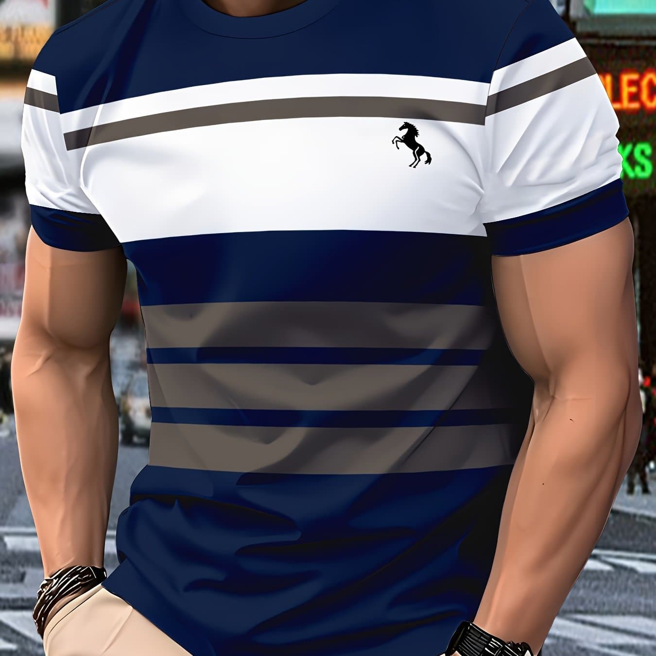 TEMU Men's Casual T-shirt - Lightweight Polyester Outdoor Commuting And Vacation Wear. Machine Washable. Suitable For All . Comfortable For Wear. | Round-neck T-shirt | Breathable And .