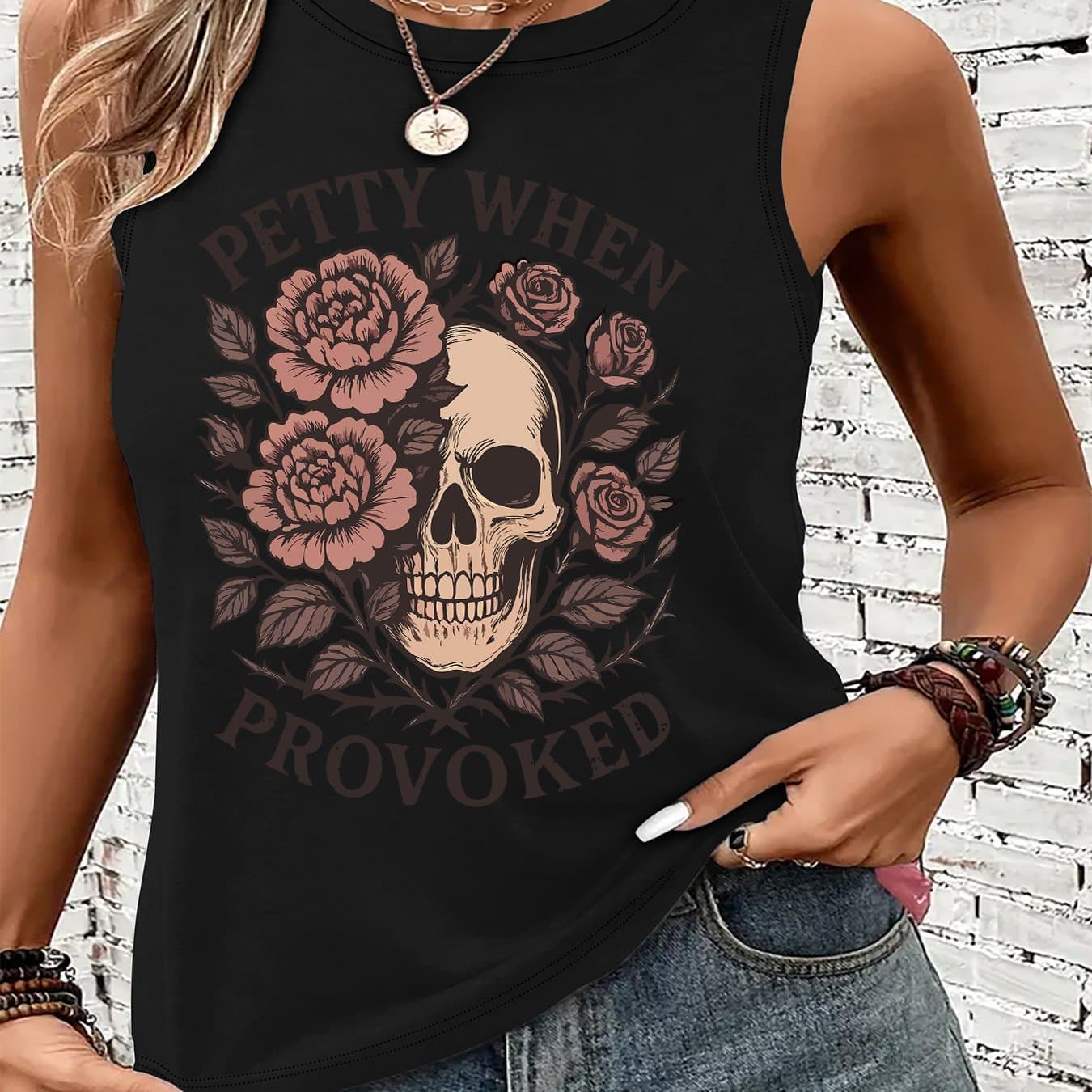 TEMU Graphic Print Tank Top, Sleeveless Casual Top For Summer And Spring, Women's Clothing thumbnail 2