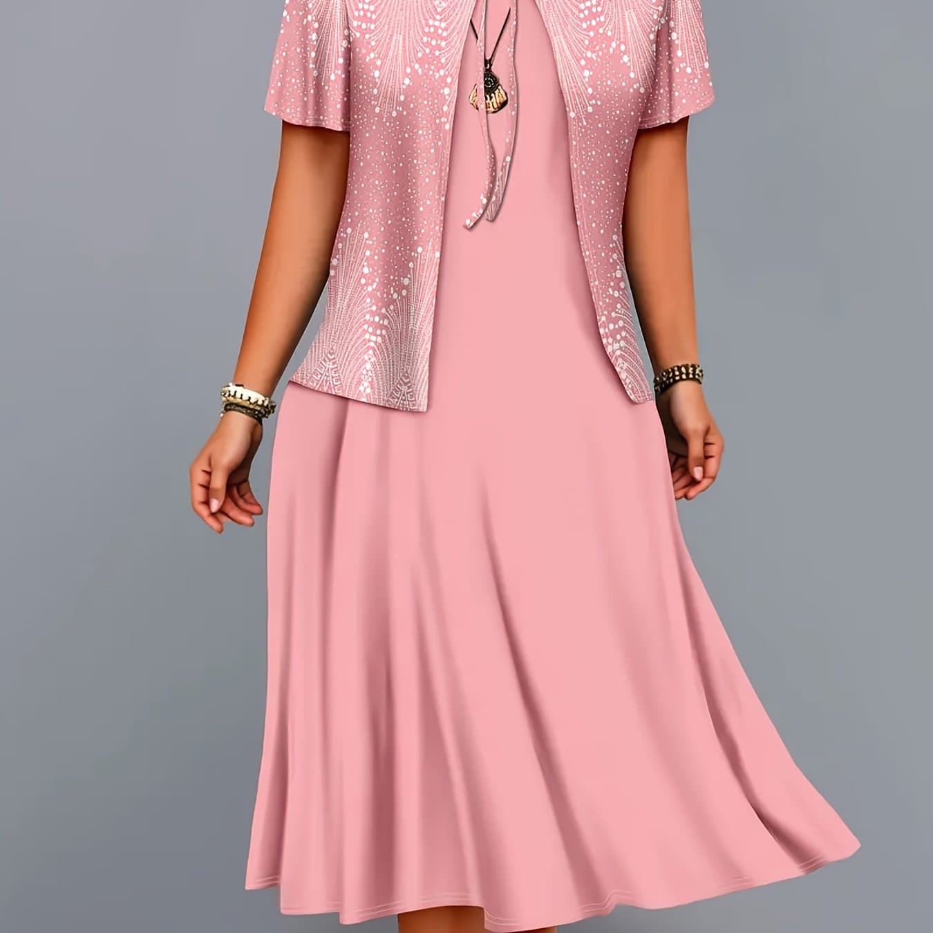 TEMU Stylish Ethnic-inspired Dress Ensemble Featuring A Patterned Jacket, Vest, And Long Skirt, Perfect For Spring And Autumn, Offering A Comfortable And Casual Fit