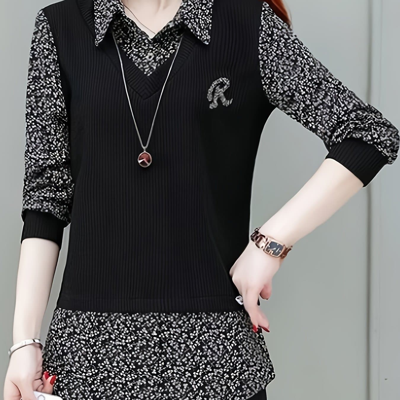 TEMU Spring And Autumn Fashion Printed Women's Shirt