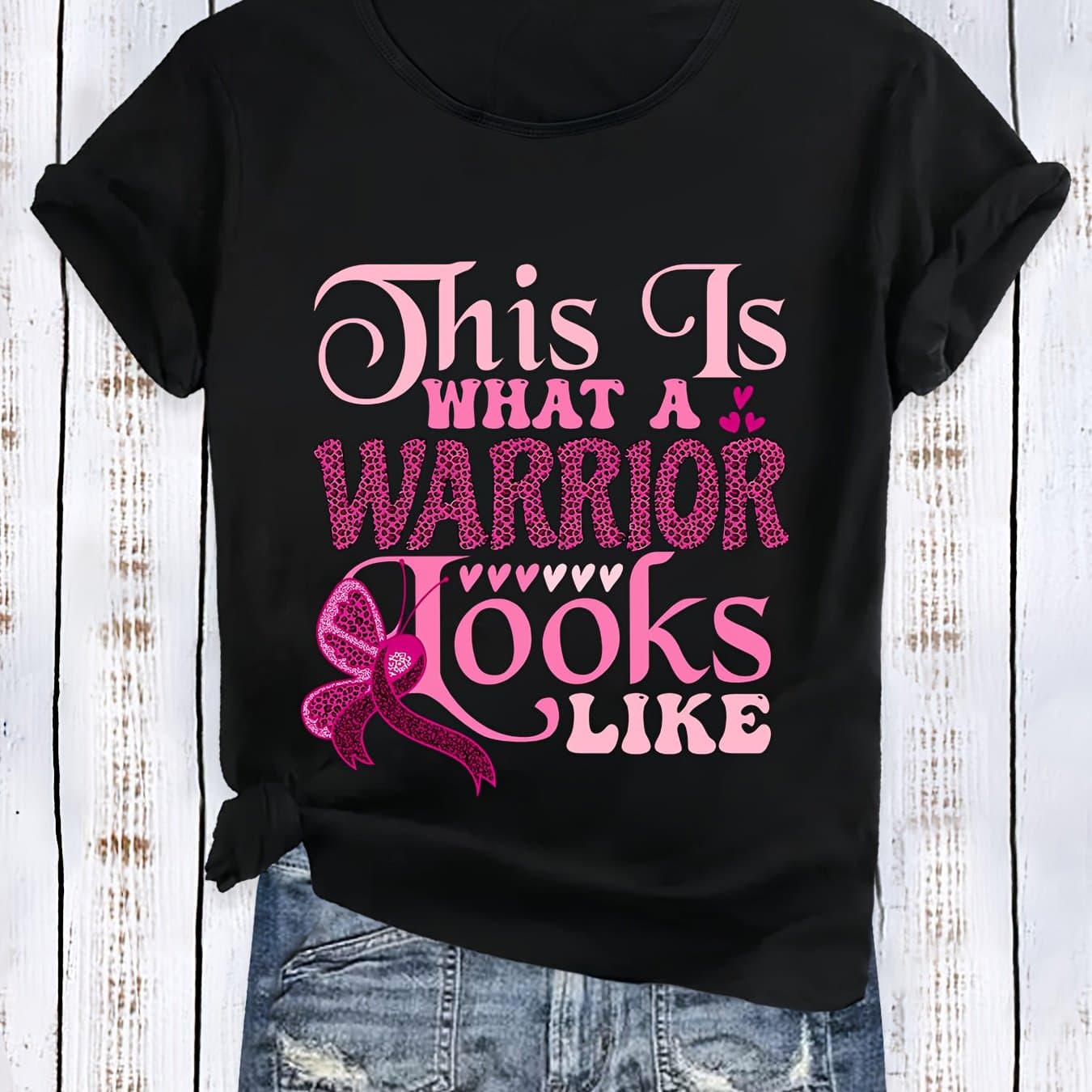 TEMU Warrior Letter Ribbon Loose Casual Summer T-shirt