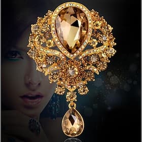 Dames Broches Peer patiencespel Feest Dames Luxe Werk Modieus Kristal Kubieke Zirkonia Strass Broche Sieraden Paars Blauw Goud Voor Feest Bruiloft Speciale gel