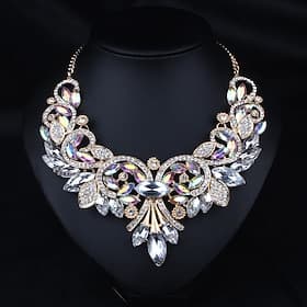 Statement Necklace Crystal Rhinestone Alloy Women's Luxury Basic Victorian Necklace For Party Wedding Anniversary / Casual / Daily / Engagement / Valentine dre