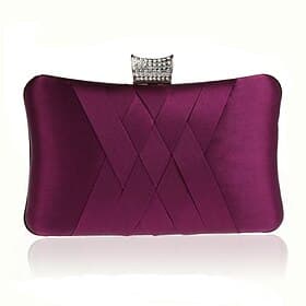 Women's Satin Evening Clutch Bag – Elegant Purple Purse with Rhinestone Clasp for Weddings, Parties  Formal Events