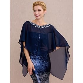 Capes Chiffon Wedding Guest / Party / Evening Women's Wrap With Buttons / Beading dress to impress