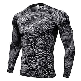 Men's Snakeskin Python Print Fashion Compression Shirt Running Shirt Spring, Fall, Winter, Summer Long Sleeve Athletic Spandex Quick Dry Breathability Lightwei