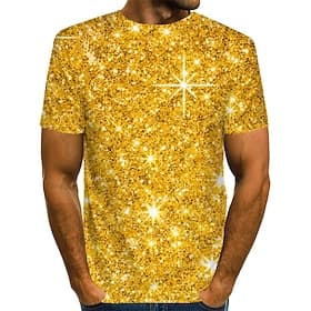 Men's Graphic 3D Shirt T Shirt Party Wear T Shirts Short Sleeve T shirt 3D Print Round Neck Shirt Streetwear Exaggerated Casual Daily Blue Silver Gold Summer C