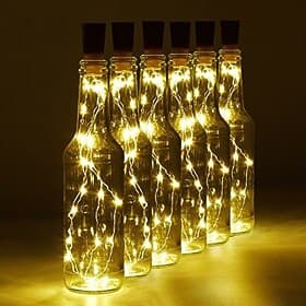 1/2/6/10pcs LED Wine Bottle String Lights 2m 20LEDs with Cork Warm White White Multi Color Red Blue Waterproof Fairy Lights  Wedding Decoration Batteries Power