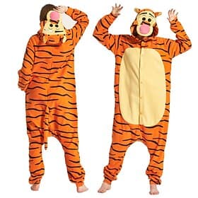 Adults' Cosplay Costume Party Costume Costume Cartoon Tiger Animal Animal Onesie Pajamas Polar Fleece Cosplay For Boys Girls' Couple's Christmas Animal Sleepwe